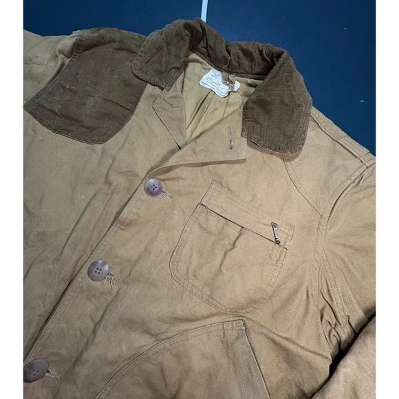 Vintage 50s American Field Hunting Jacket Mens XL Canvas Corduroy Chore 1950s